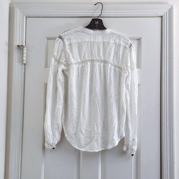 Free People sz S Swiss Dot Everyday Every Girl Lace Top Button Down Blouse Rayon - Picture 10 of 16